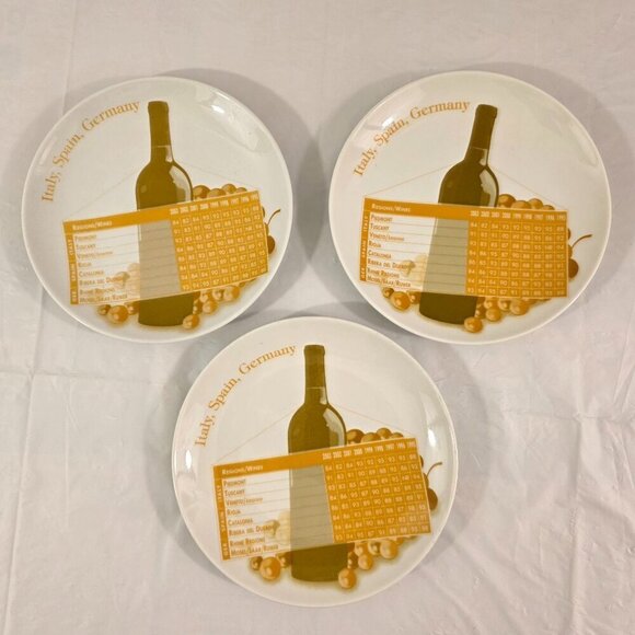 Wine Enthusiast ITALY SPAIN GERMANY Region Wine Dessert Cheese Plates – Set of 3 - Picture 7 of 11